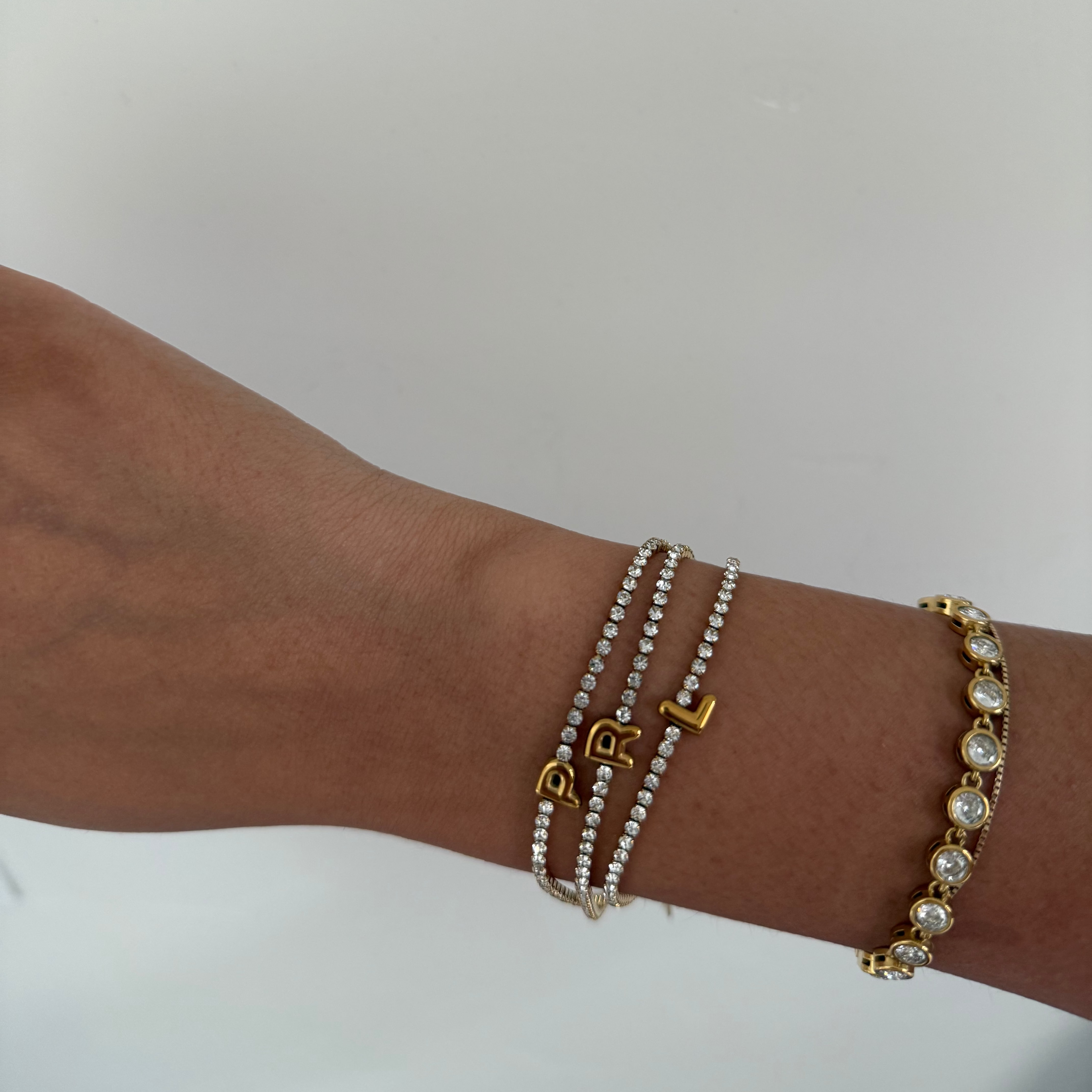 Iced out bubble initial bracelet