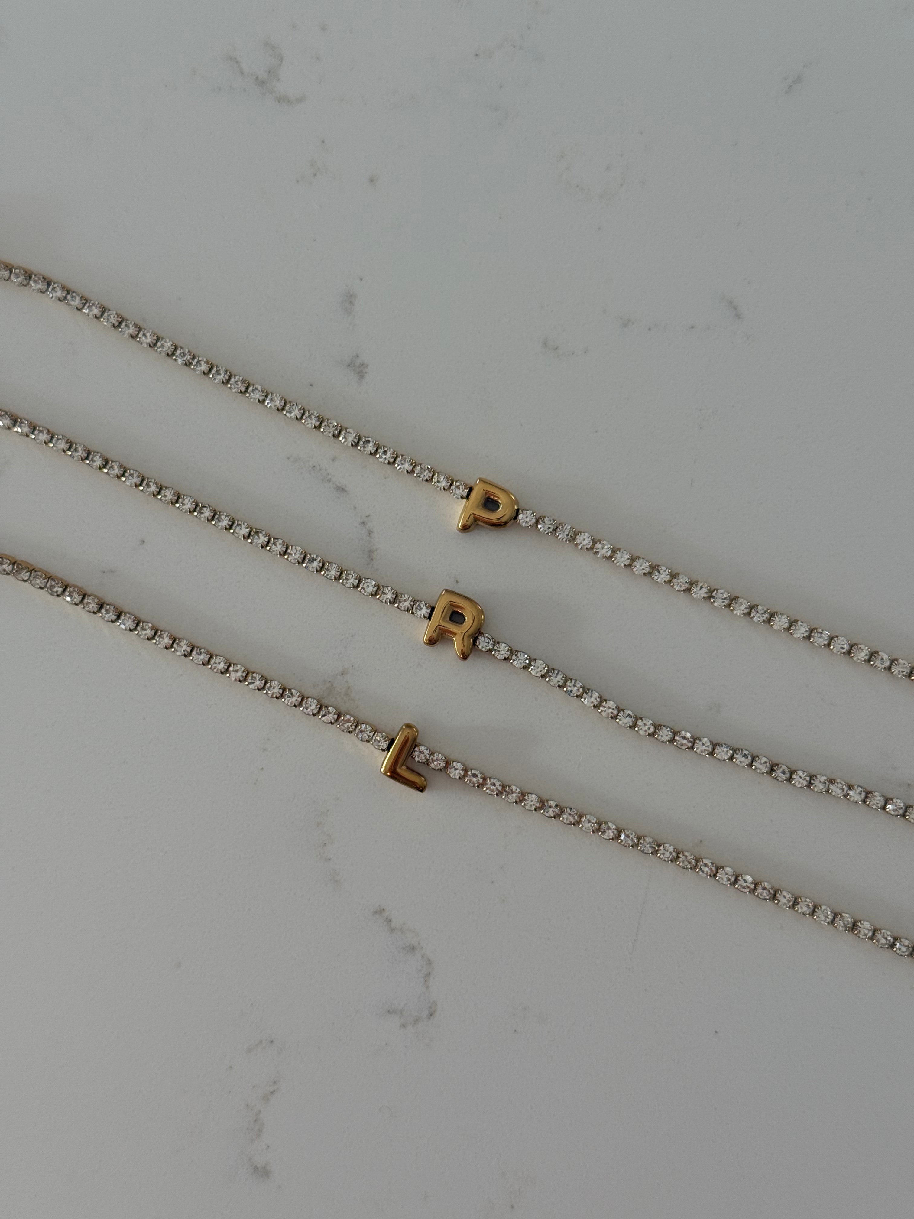 Iced out bubble initial bracelet